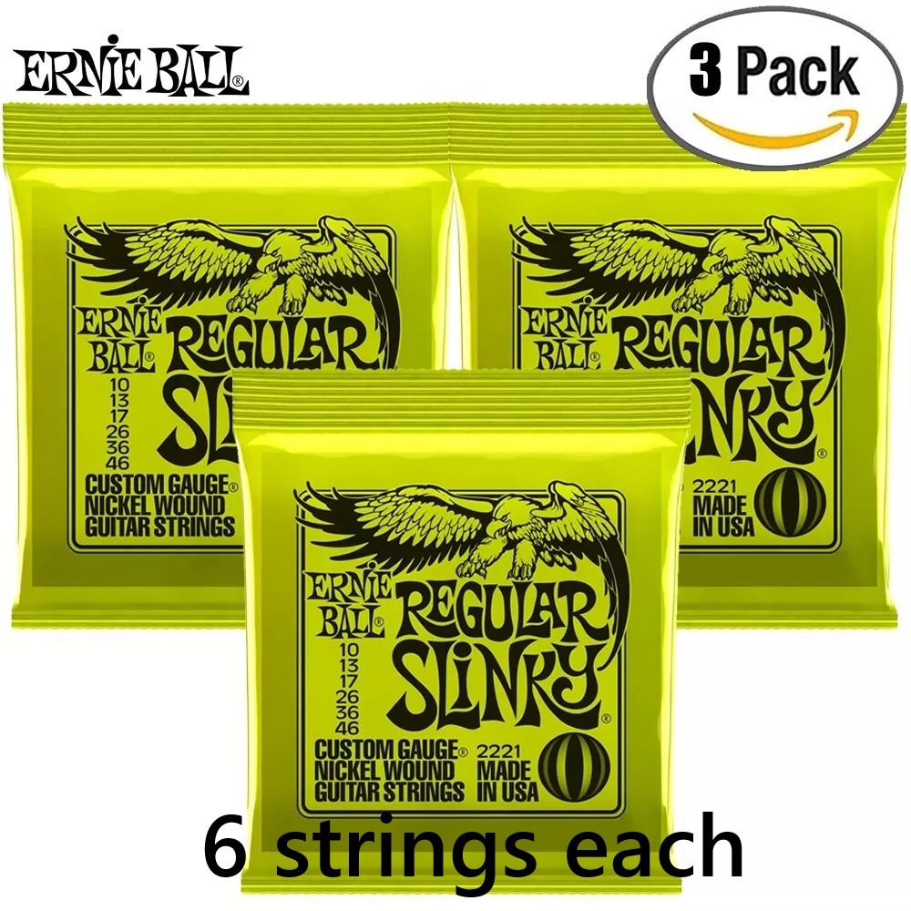 Ernie Ball 2221 Regular Slinky Nickel Wound Electric Guitar Strings 10-46 3-Pack